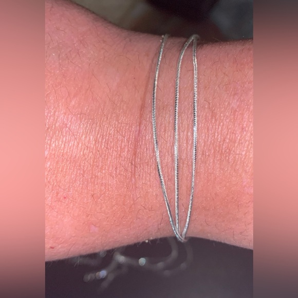 925 Sterling Silver Triple Loop Serpentine Bone Bracelet Wrist & Ankle bracelet - Picture 6 of 15